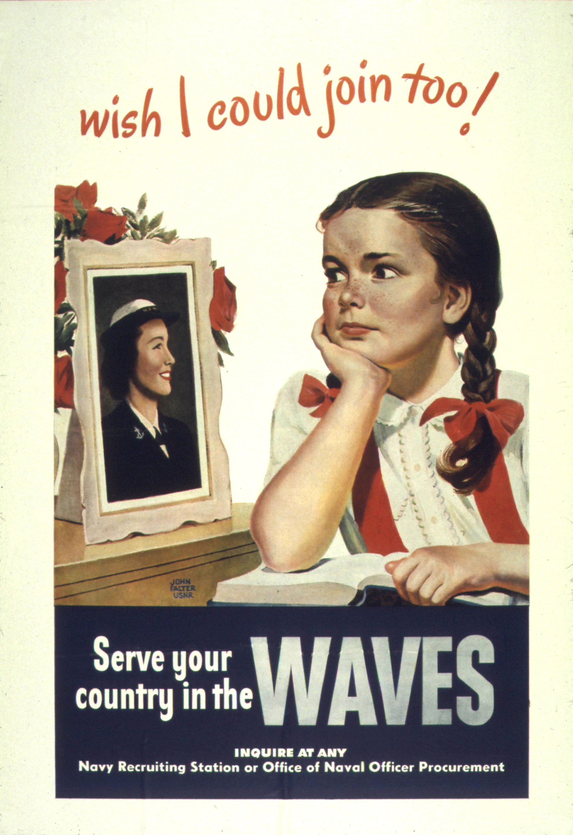 Wish I Could Join Too WWII WAVES Recruiting Poster
