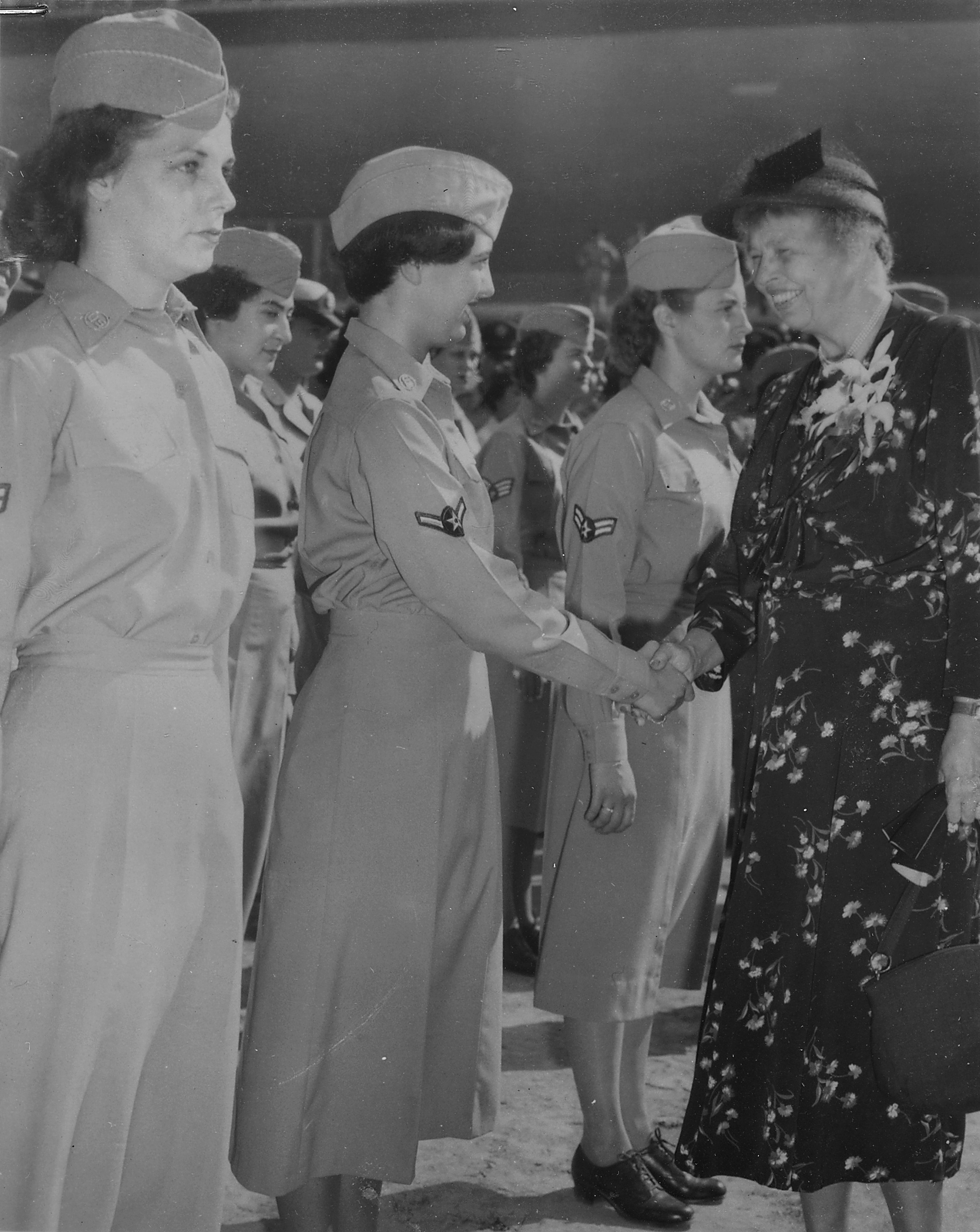 Eleanor Roosevelt Greets WACs in New York