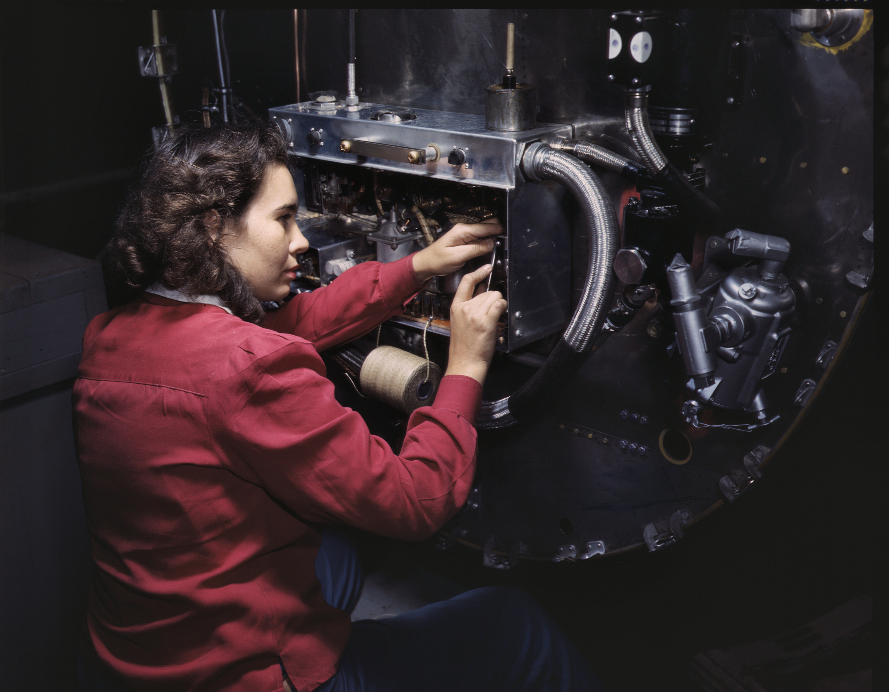 Aviation Workers Assemble B-25 Bomber Switch Boxes
