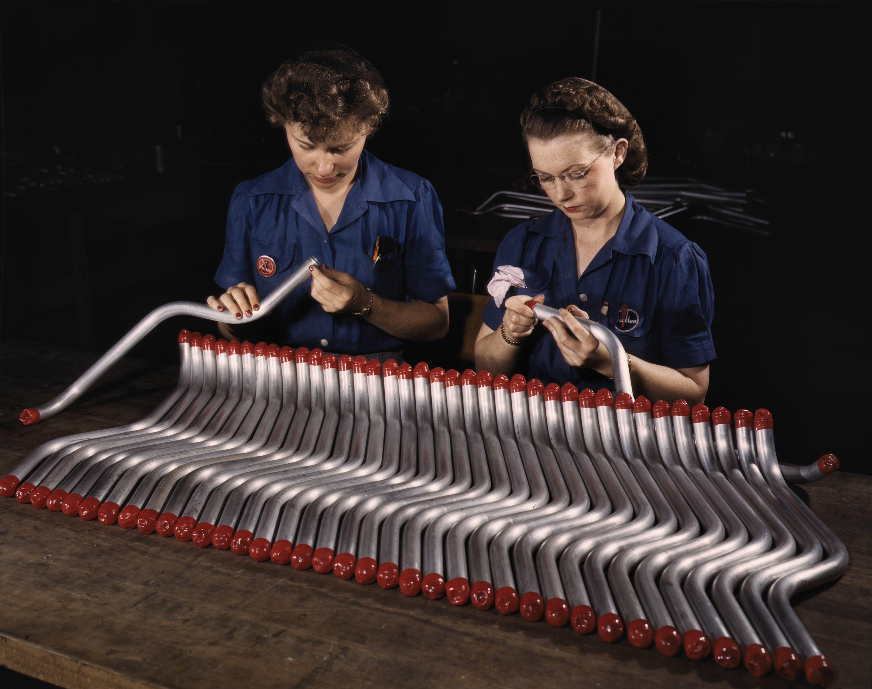 Women Workers Cap and Inspect Tubing at Vultee Aircraft