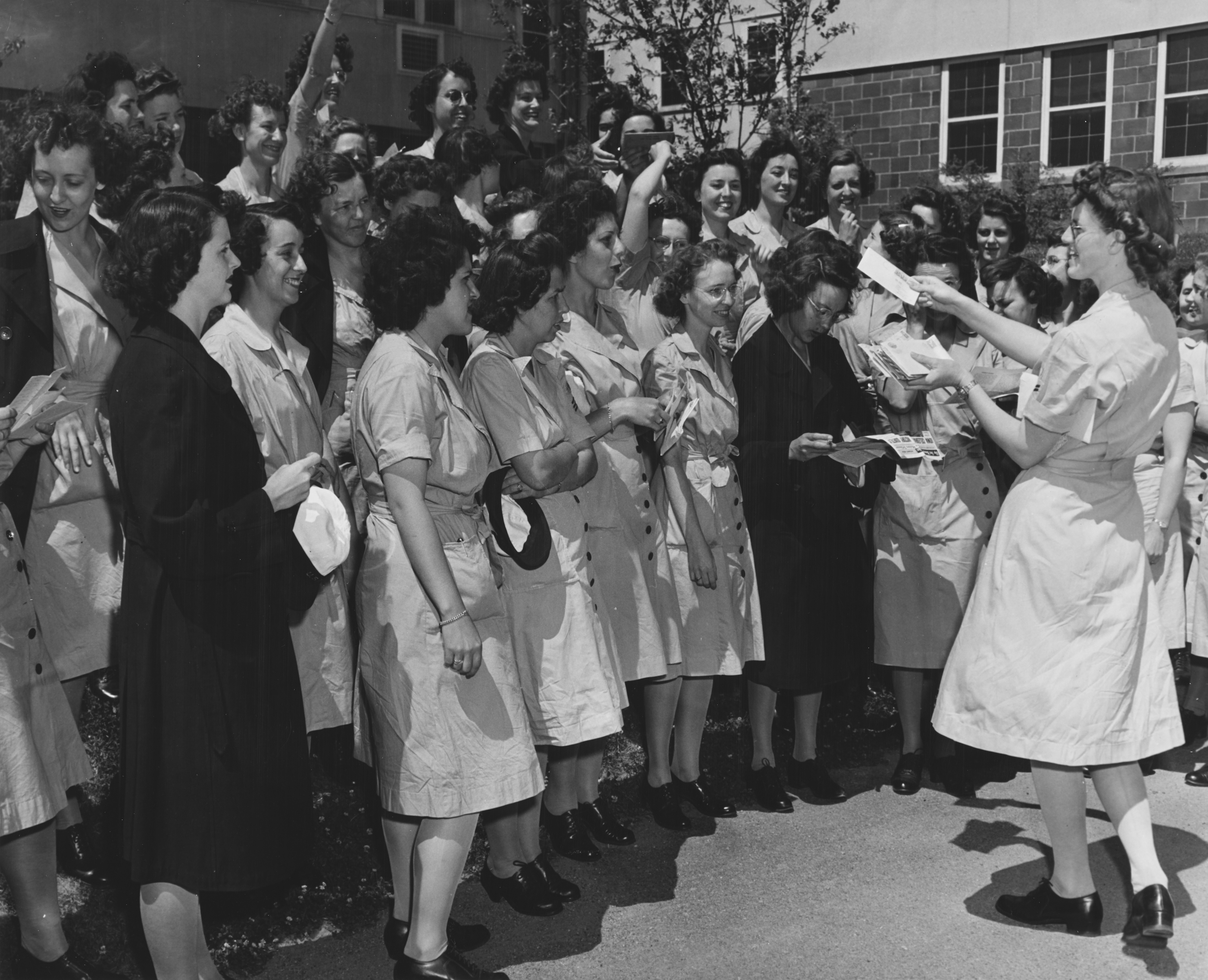 WAVES Gather for Mail Call