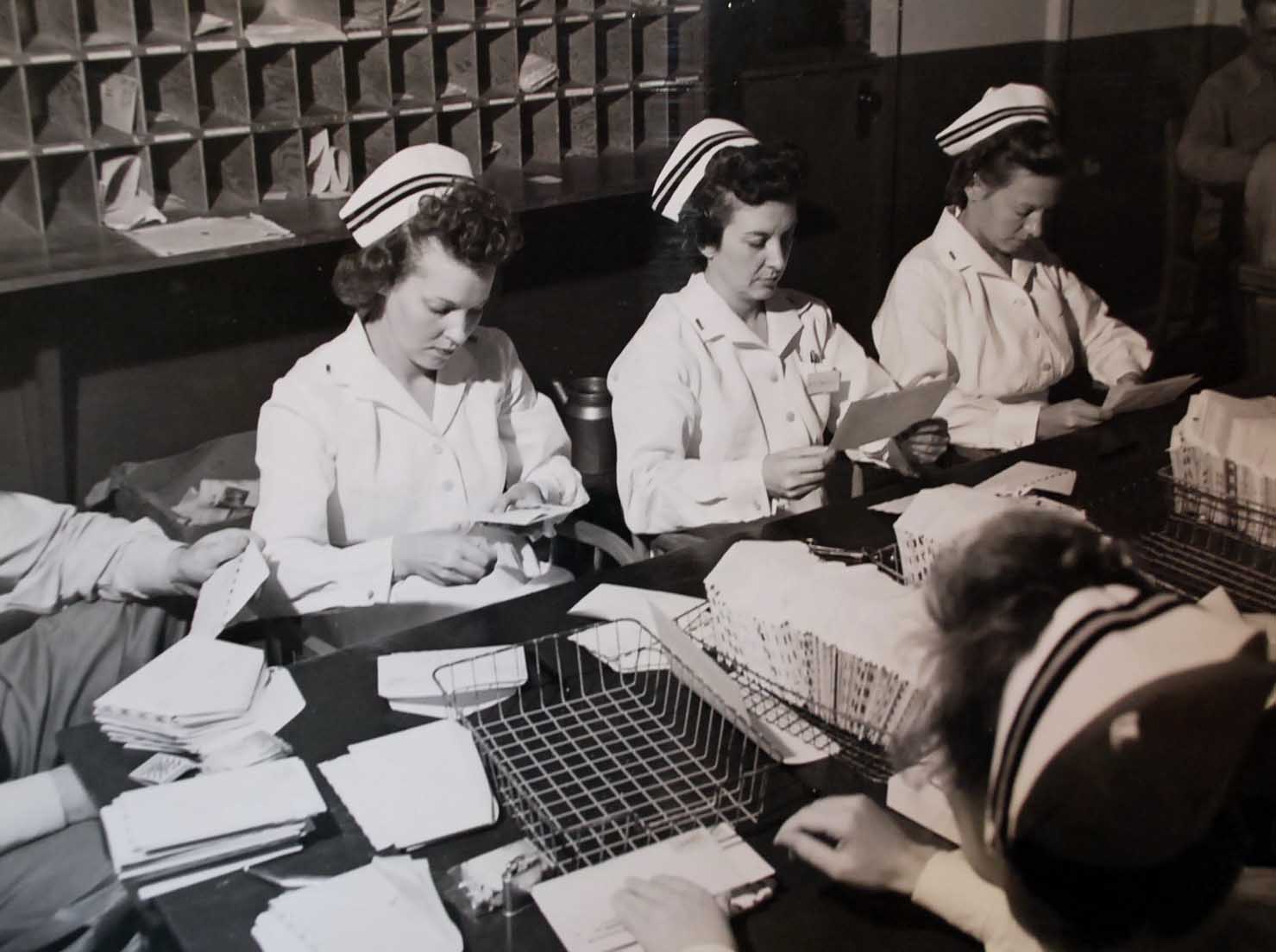 Navy Nurses Dispersing Mail in Pearl Harbor