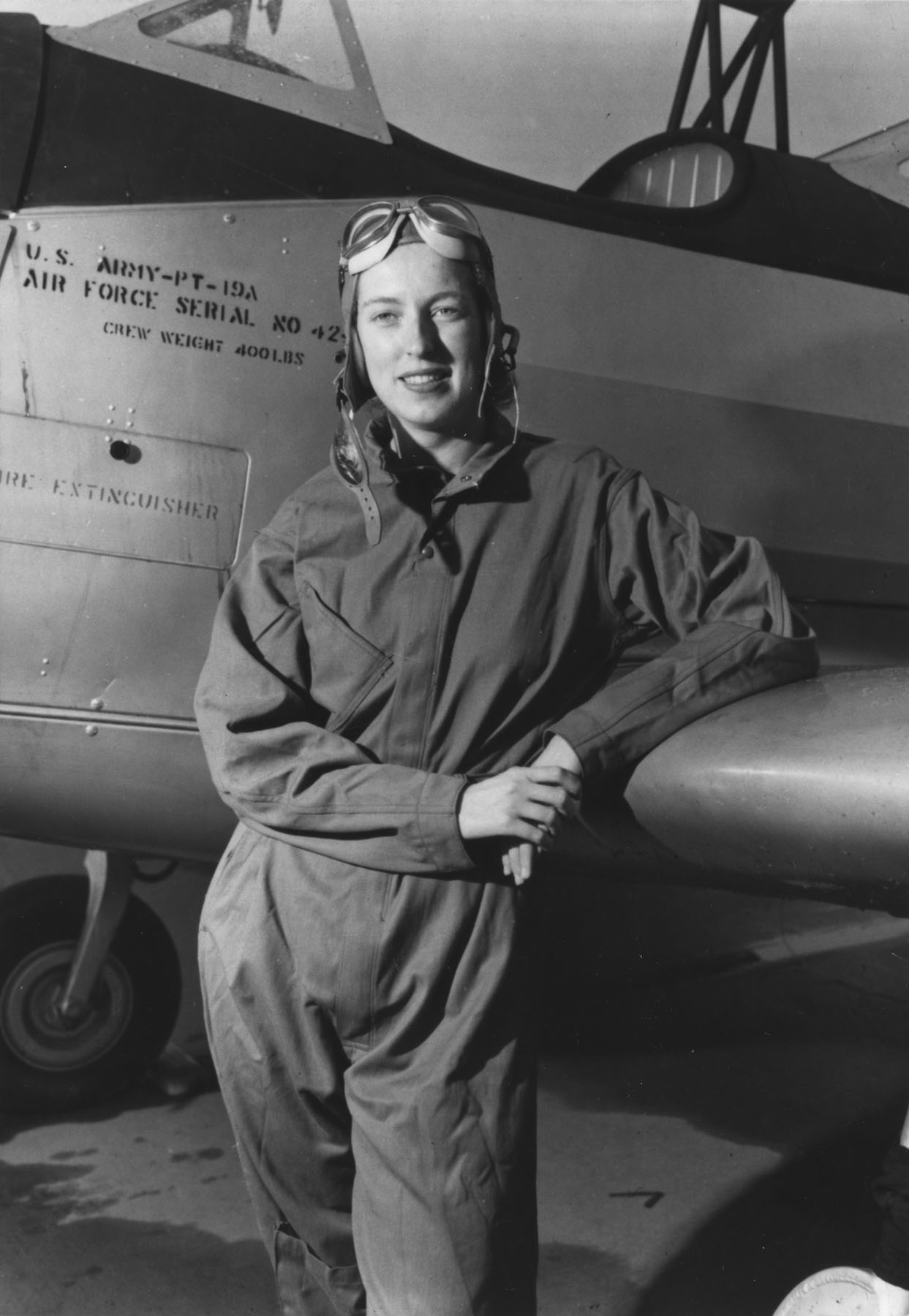 WASP Pilot Cornelia Fort with her PT-19A Plane