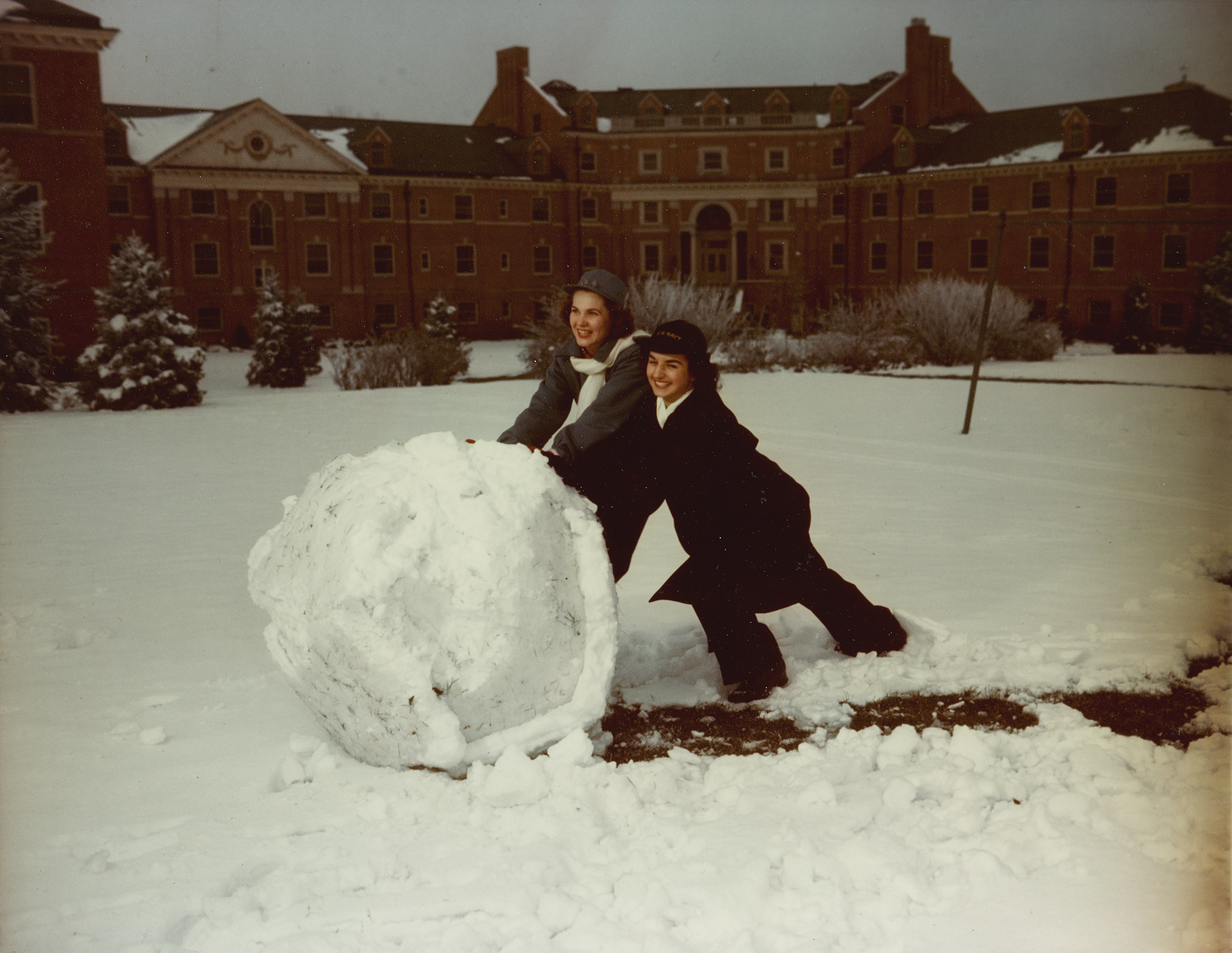 WAVES Yeoman Students Rolling Giant Snowball