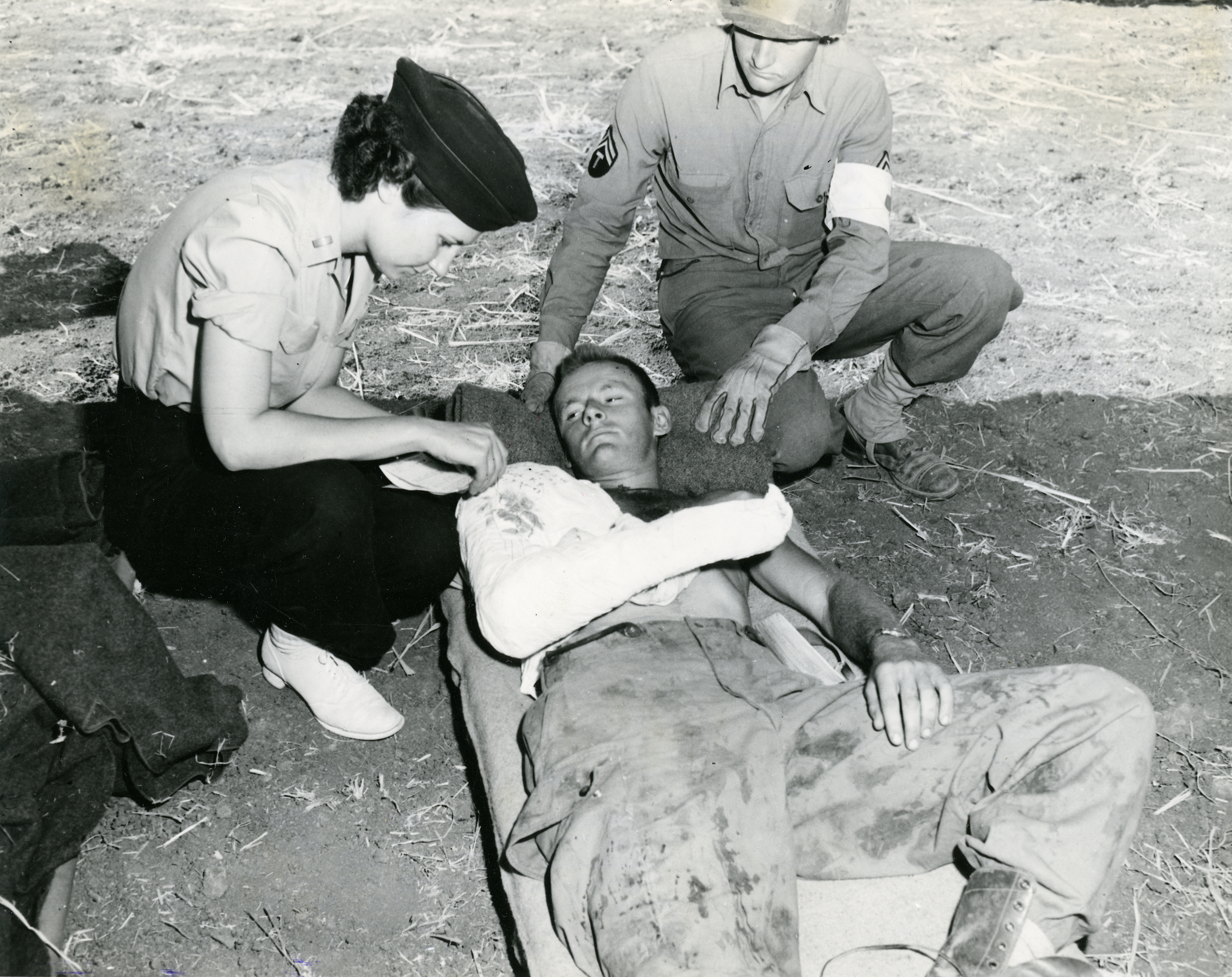 Army Nurse with Wounded Parachute Jumper