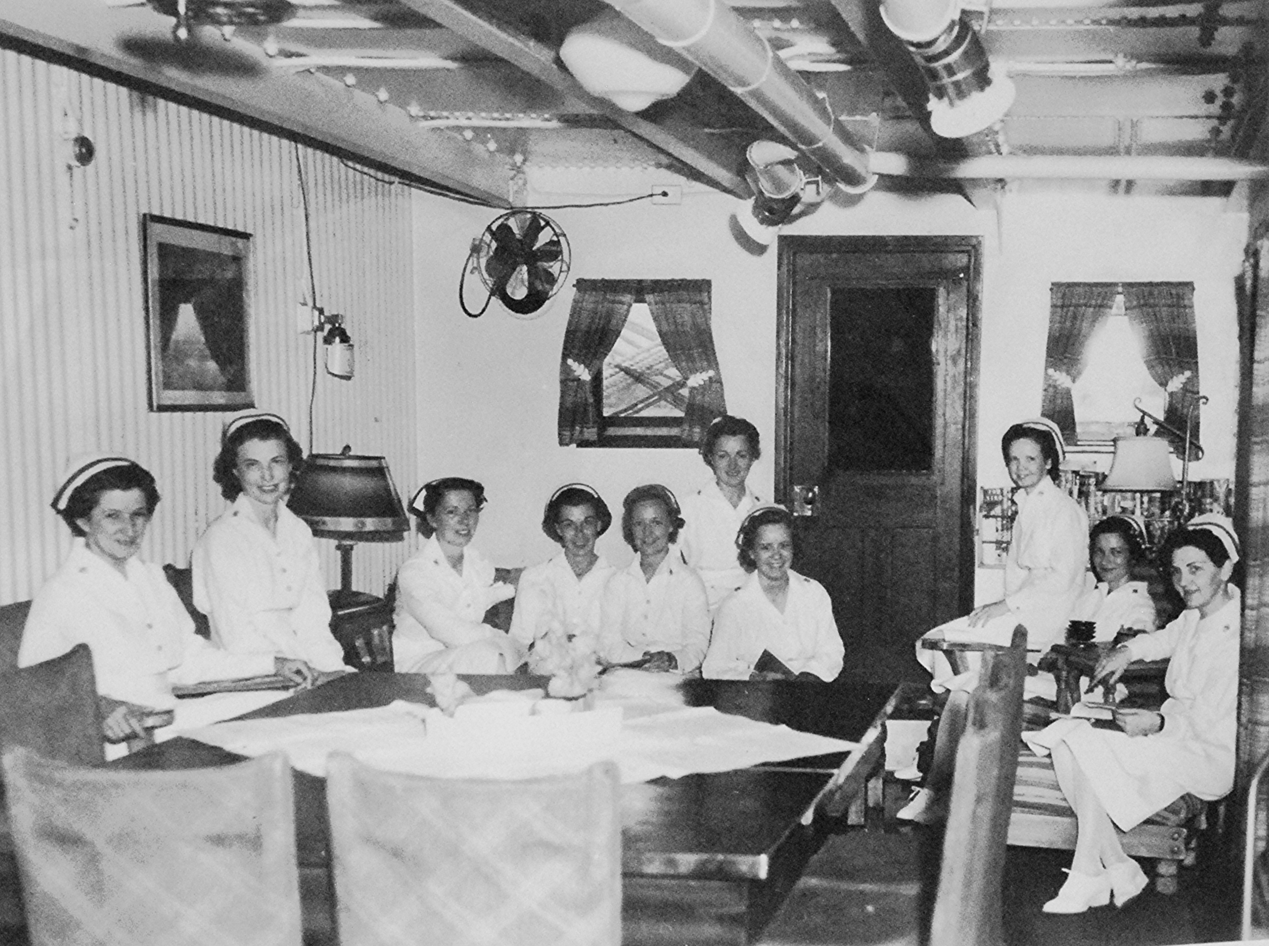Navy Nurses in USS Relief (AH-1) Wardroom