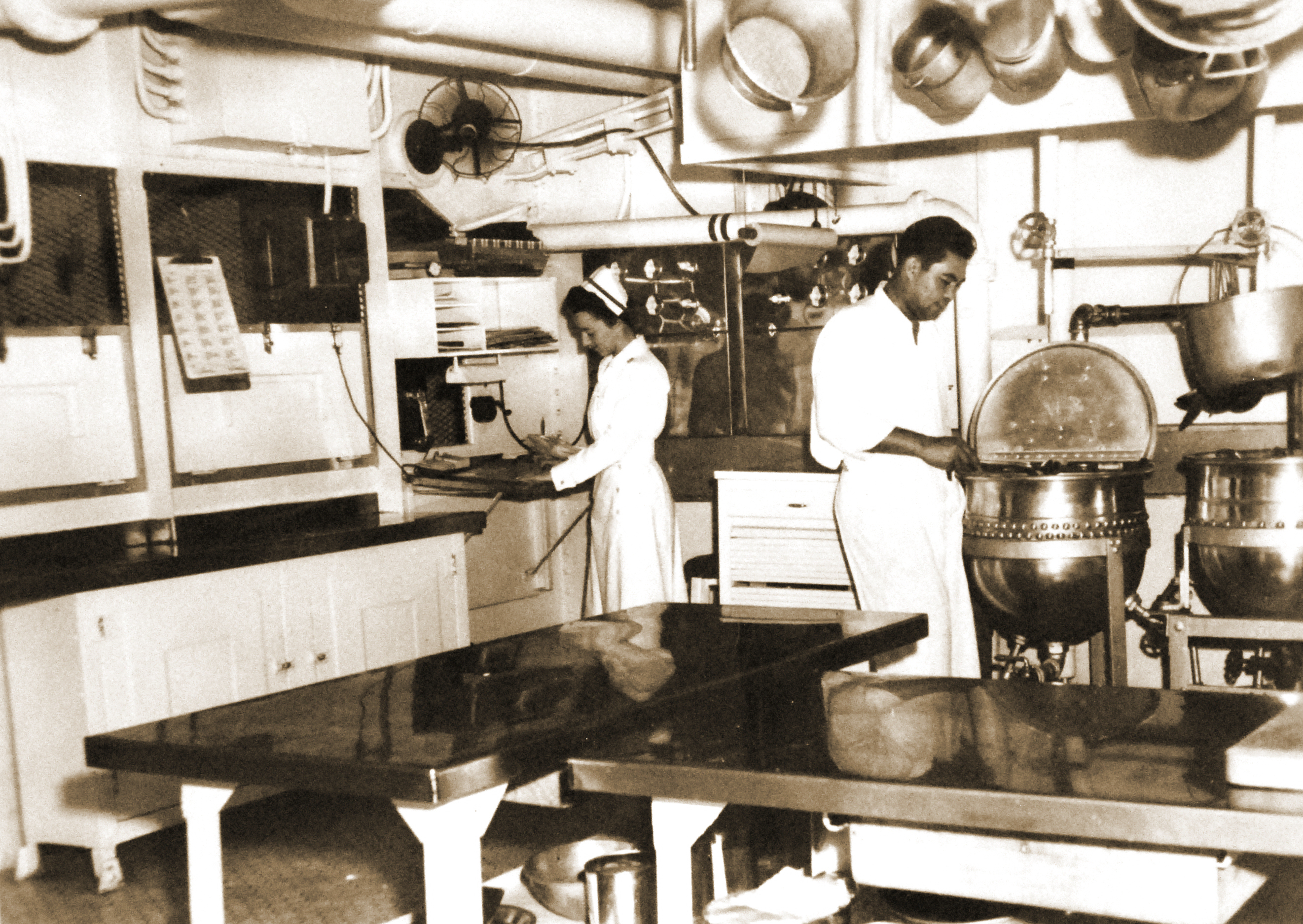 Navy Nurse Prepares Patient's Meal in Ship's Kitchen