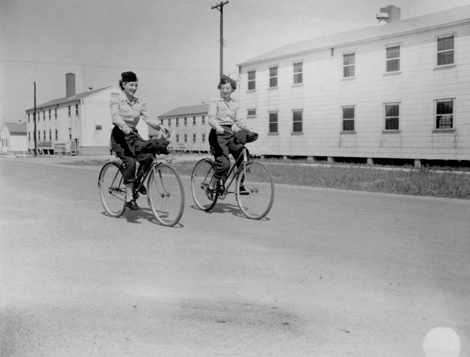 Army Nurses Riding Bikes at Camp Atterbury
