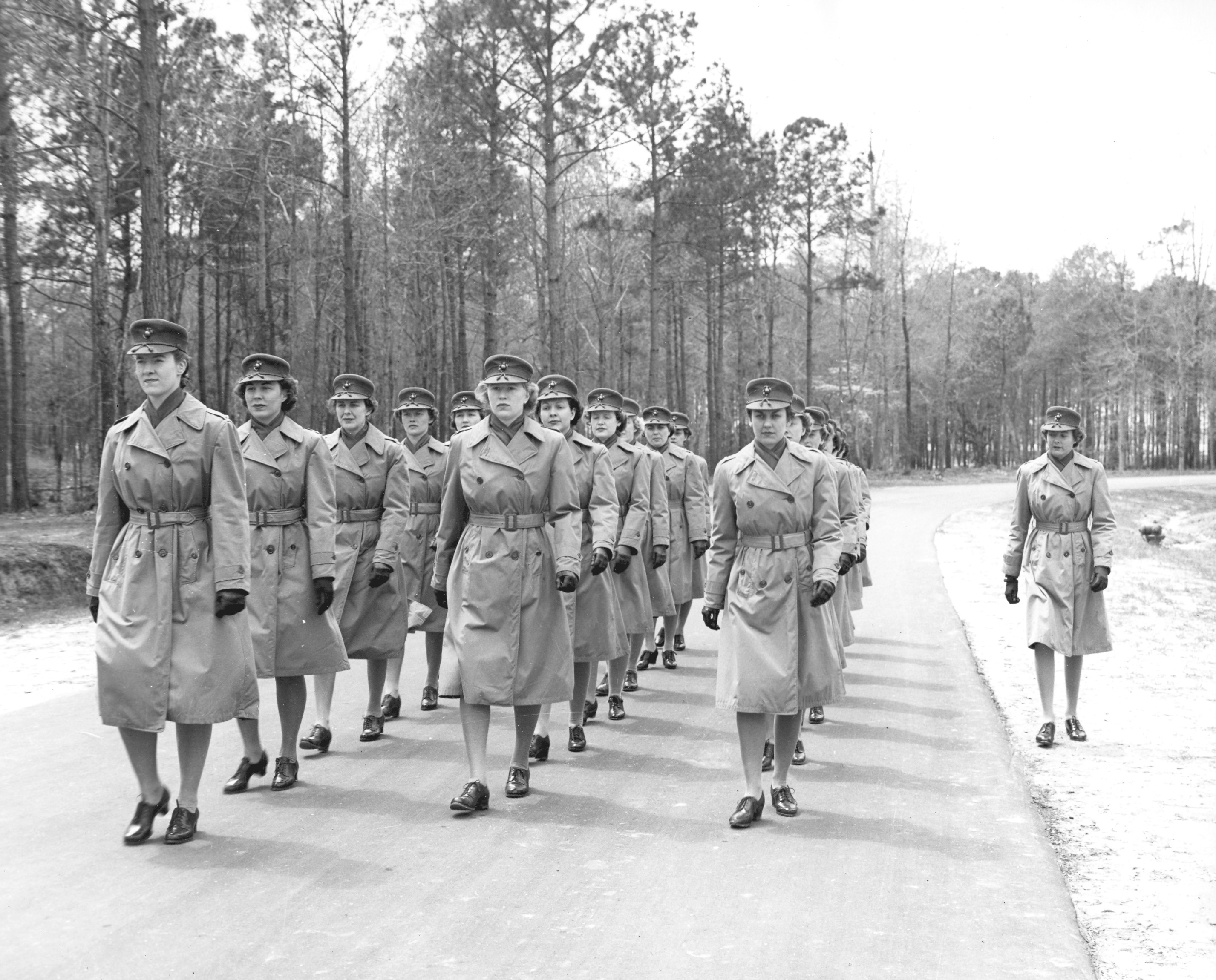 Women Marine Officers Marching at Camp Lejeune