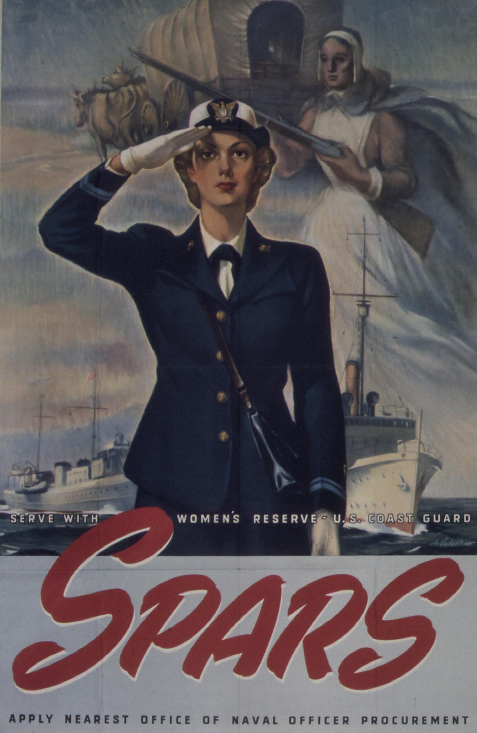 SPARS Officer Saluting WWII Recruiting Poster