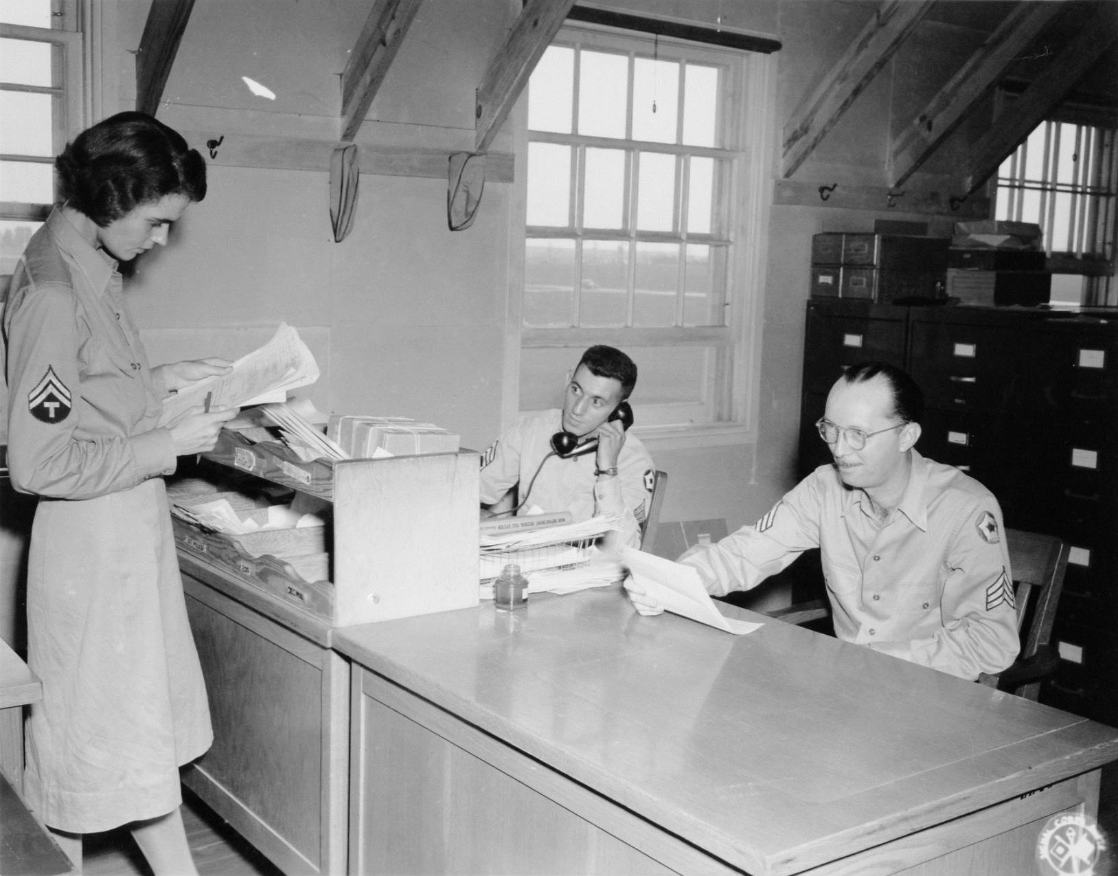 Enlisted WAC Working at Camp Atterbury Headquarters