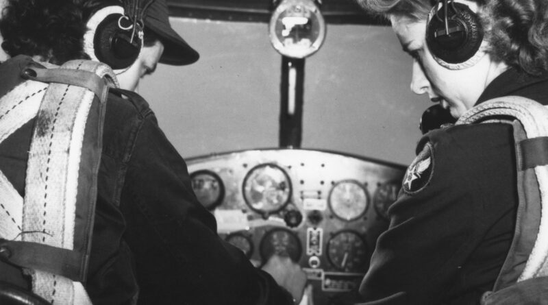 WASP Pilots in Cockpit Readying for Takeoff