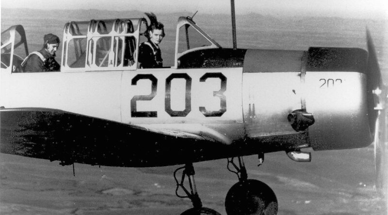 WASP Wilda Winfield in Flight in a BT-13 Valiant