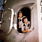 Two WAVES Looking Out Gun Mount Door Two WAVES Looking Out Gun Mount Door